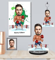 Kişiye Özel Sporcu Karikatürlü 3 lü Hediye Seti Bay-4