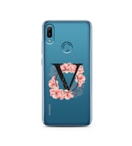 Pembe Çiçekli Harf Tasarım Süper Şeffaf Silikon Telefon Kılıfı Huawei P30 Pro V-