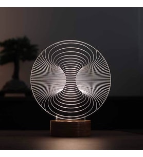 3 Boyutlu İlüzyon Led Gece Lambası Ahşap Taban 7 Farklı Işık Renkli