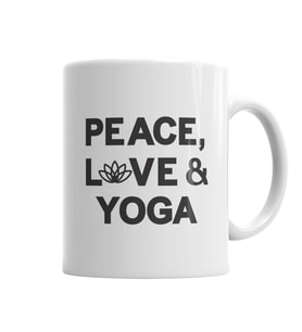 Peace Love İle Yogo Kupa Bardak Porselen