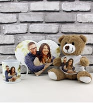 Kişiye Özel Pelüş Ayıcık Baskılı Kupa Kalp Puzzle