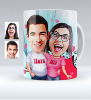 BK Gift Kişiye Özel Sevgililer Karikatürlü Beyaz Kupa Bardak  5