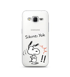 Snoopy Tasarımlı Süper Şeffaf Silikon Telefon Kılıfı Samsung Core Prime