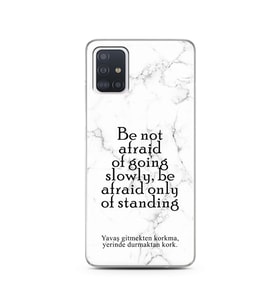 Samsung A51 Beyaz Mermer Söz Tasarımlı Telefon Kılıfı