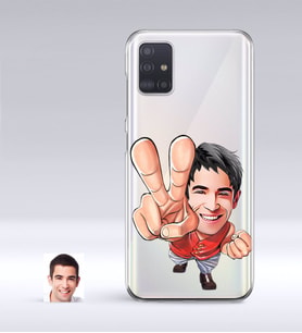 BK Gift Kişiye Özel Erkek Karikatürlü Samsung Galaxy A51 İnce Şeffaf Silikon Telefon Kapağı-33 (Beyaz)