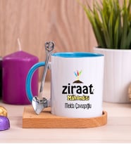 Ziraat Mühendisi Ahşap Altlıklı Mavi Kupa Bardak