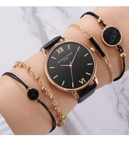 Fantatic-Style Kadın Kol Saati Set Lüks Moda Şık Trend Bayan Kol Saat Siyah Renk Doğum Günü Hediye