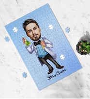 Kişiye Özel Kimyager Karikatürlü A3 130 Parça Puzzle Bay-1