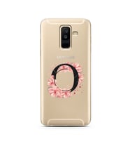 Pembe Çiçekli Harf Tasarım Süper Şeffaf Silikon Telefon Kılıfı Samsung A6 Plus O