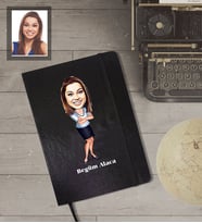 Kişiye Özel Öğretmen Karikatürlü Siyah Defter Bayan-5