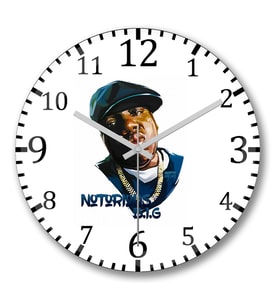 Notorious Big Duvar Saati Bombeli Gercek Cam