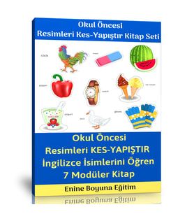 Okul Öncesi Resimleri Kes-Yapıştır Etkinlik Kitap Seti