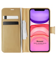 Microsonic Apple iPhone 11 Kılıf Delux Leather Wallet Gold