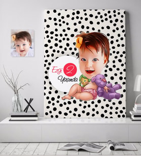 BK Gift Kişiye Özel Bebek Yaş Karikatürlü Kanvas Tablo 70x100cm-2