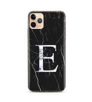 Iphone 11 Pro Siyah Mermer Harf Tasarımlı Telefon Kılıfı E-Harfi 