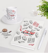 BK Gift Kişiye Özel Dünyanın En İyi Öğretmeni Beyaz Defter Kalem Türk Kahvesi Fincanı Seti-7 (Model 1)