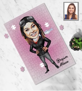 Kişiye Özel Bayan Karikatürlü A3 240 Parça Puzzle Model-8