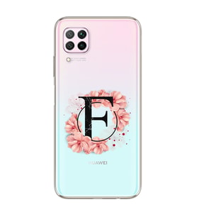 Pembe Çiçekli Harf Tasarım Süper Şeffaf Silikon Telefon Kılıfı Huawei P40 Lite F