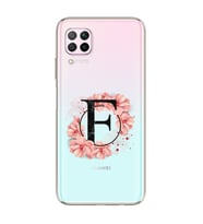 Pembe Çiçekli Harf Tasarım Süper Şeffaf Silikon Telefon Kılıfı Huawei P40 Lite F