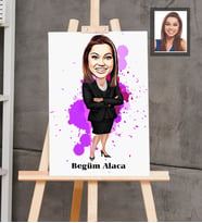 Kişiye Özel Patron Karikatürlü  Ahşap Tablo 30x47 Bayan-24