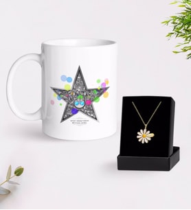 BK Gift Kişiye Özel Okulda Ünlüyüm Beyaz Kupa ve Papatya Kolye Hediye Seti-2 (Model 1)
