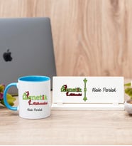 Genetik Mühendisi Mavi Kupa Bardak Ve Masa İsimliği Hediye Seti