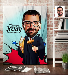 BK Gift Kişiye Özel Bay Hakim Karikatür Kanvas Tablo 70x100cm 1