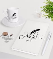BK Gift Kişiye Özel Avukat Beyaz Defter Kalem Türk Kahvesi Fincanı Seti-6 (Model 1)