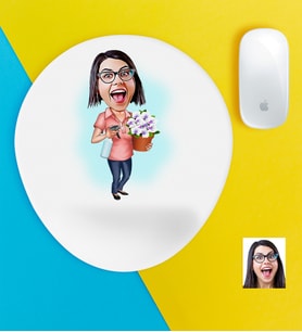 BK Gift Kişiye Özel Ev Hanımı Karikatürlü Bilek Destekli Mouse Pad (Beyaz)