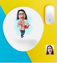 BK Gift Kişiye Özel Ev Hanımı Karikatürlü Bilek Destekli Mouse Pad (Beyaz)