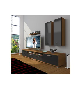 Decoraktiv Eko 5220d Mdf Tv Ünitesi Tv Sehpası (Siyah - Ceviz)