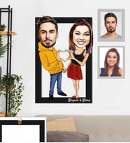 Kişiye Özel Sevgili Karikatürlü 3D Ahşap Tablo 30x47 Model 7