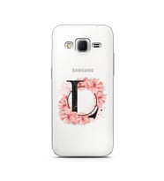 Pembe Çiçekli Harf Tasarım Süper Şeffaf Silikon Telefon Kılıfı Samsung Core Prim
