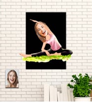 Kişiye Özel 8 Mart Dünya Kadınlar Günü Hediyesi Yoga  Karikatür Ahşap Tablo
