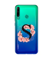 Pembe Çiçekli Harf Tasarım Süper Şeffaf Silikon Telefon Kılıfı Huawei P40 Lite E