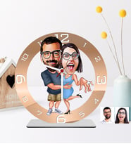 BK Gift Kişiye Özel Sevgili Karikatürlü Ahşap Saat Biblo - 3