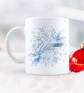 BK Gift Kişiye Özel Yılbaşı Mutlu Yıllar Temalı Beyaz Kupa Bardak - 12