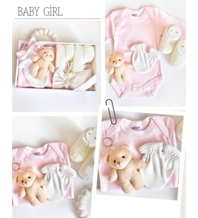 Örgü Patikli, Pembe Bodyli Yenidoğan Hoş Geldin Bebek Hediye Seti