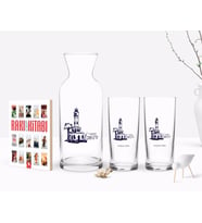 BK Gift Kişiye Özel Renkli Baskılı İzmir Tasarımlı Turistik İkili Rakı Bardağı Karaf ve Cep Kitabı Hediye Seti-2 (Model 1)