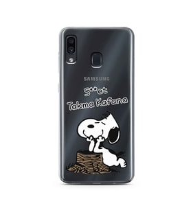 Snoopy Tasarımlı Süper Şeffaf Silikon Telefon Kılıfı Samsung A30