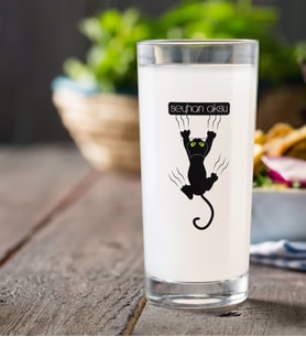 BK Gift Kişiye Özel Renkli Baskılı Kedi Rakı Bardağı-1 (Beyaz)