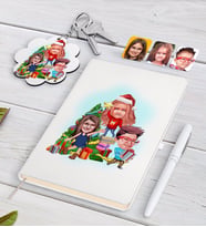 BK Gift Kişiye Özel Yeni Yıl 3 Kardeş Karikatürlü Beyaz Defter Kalem ve Anahtarlık Hediye Seti-1 (Model 1)
