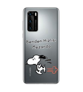 Snoopy Tasarımlı Süper Şeffaf Silikon Telefon Kılıfı Huawei P40 Pro