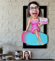BK Gift Kişiye Özel Bayan Doğum Günü Karikatürlü 3D Ahşap Tablo-2