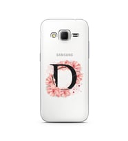 Pembe Çiçekli Harf Tasarım Süper Şeffaf Silikon Telefon Kılıfı Samsung Core Prim