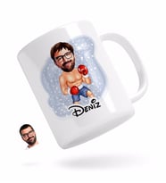 BK Gift Kişiye Özel Erkek Boksör Karikatürlü Beyaz Kupa Bardak-1