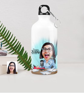 BK Gift Kişiye Özel Bayan Sunucu Spiker Karikatürlü Metal Suluk 500 Ml 1