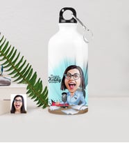 BK Gift Kişiye Özel Bayan Sunucu Spiker Karikatürlü Metal Suluk 500 Ml 1