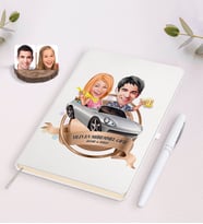 BK Gift Kişiye Özel Yılın En Mükemmel Çifti Karikatürlü Beyaz Defter ve Kalem Hediye Seti-53