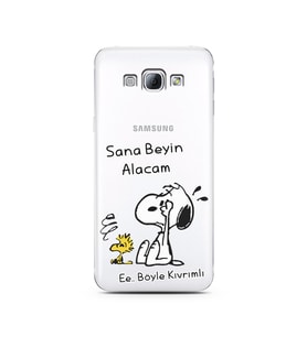 Snoopy Tasarımlı Süper Şeffaf Silikon Telefon Kılıfı Samsung A8 (2015)  